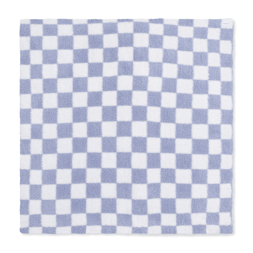 Chenille - Dusty Blue Checkerboard Blanket