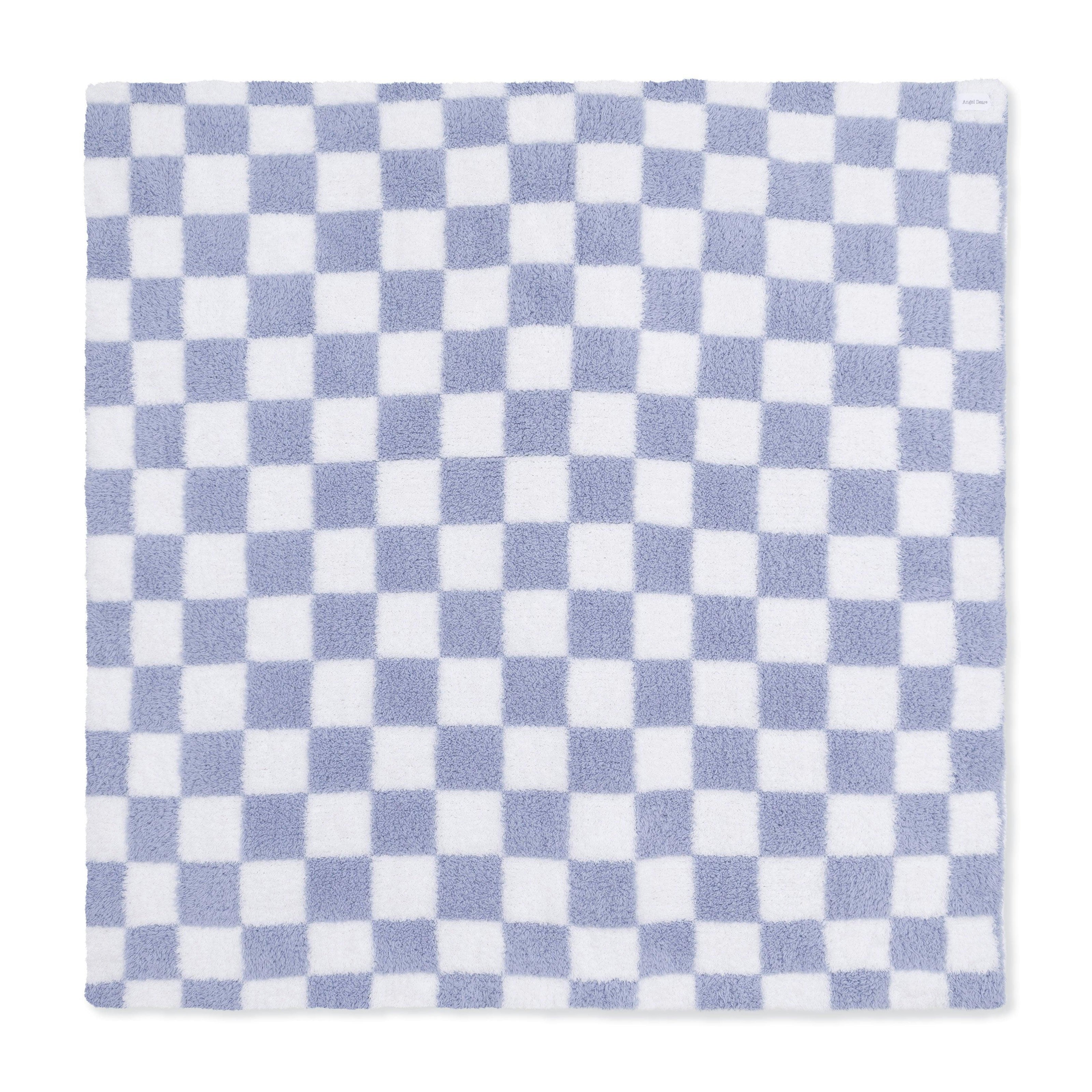 Chenille - Dusty Blue Checkerboard Blanket