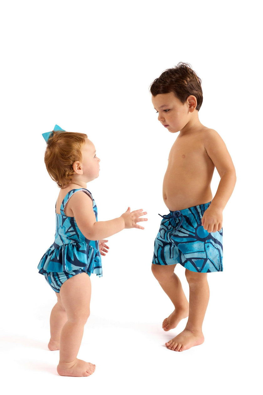 The Desert Island - Full Moon - Girls Ruffle One Piece with Tutu Swimsuit UPF 50+