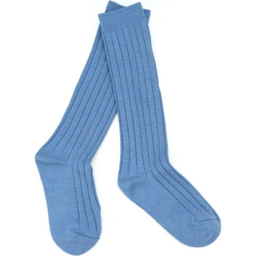 Ribbed Knee High Socks (French Blue)