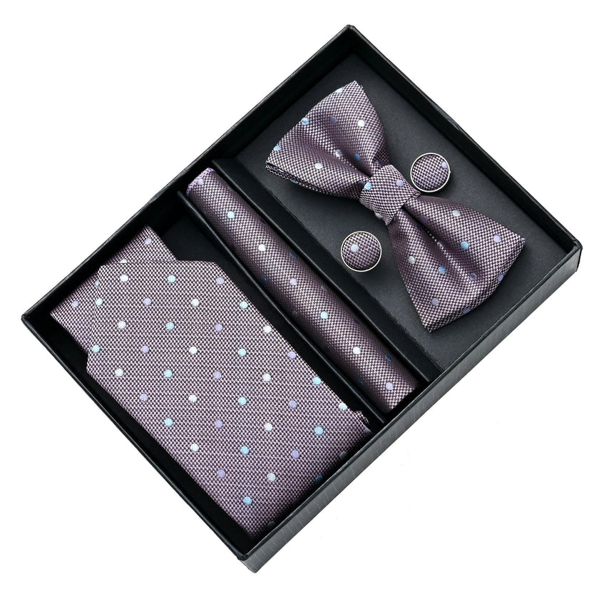Purple Dotted Tie Set