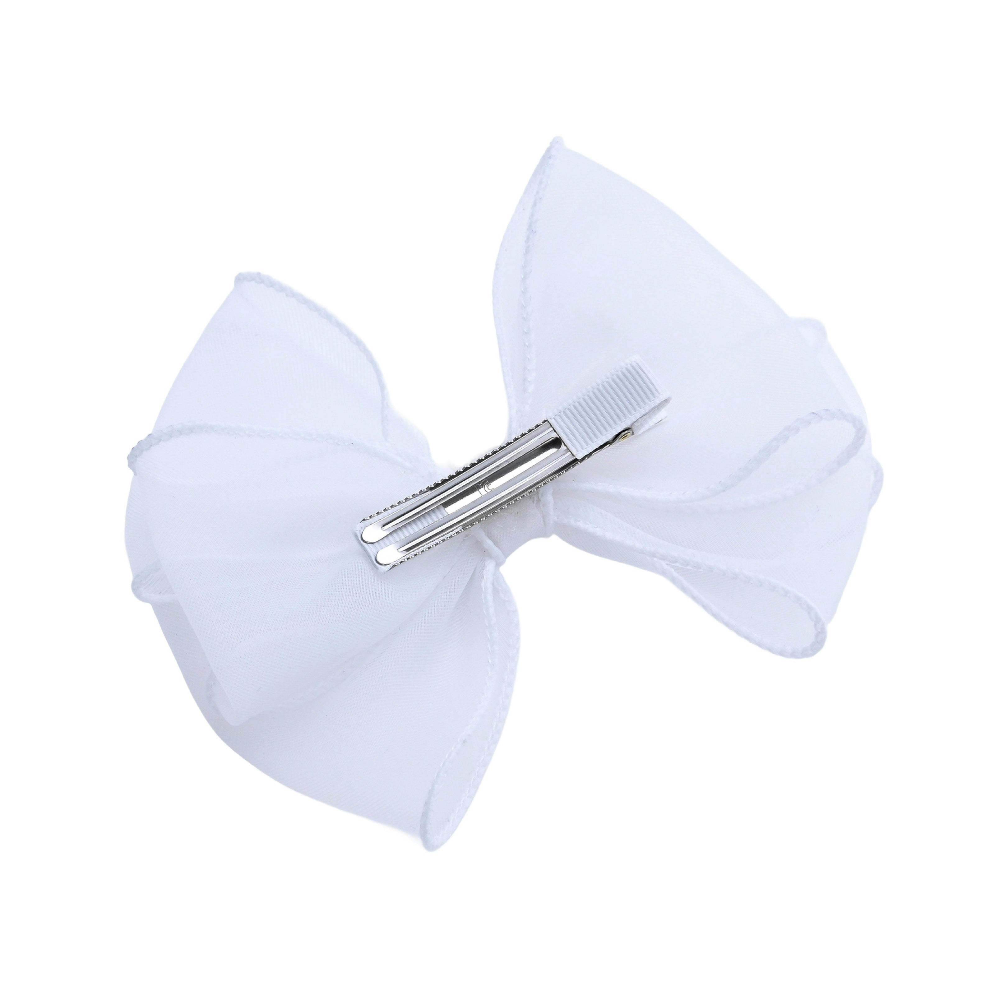 White Whisper Bow Hair Clip Set