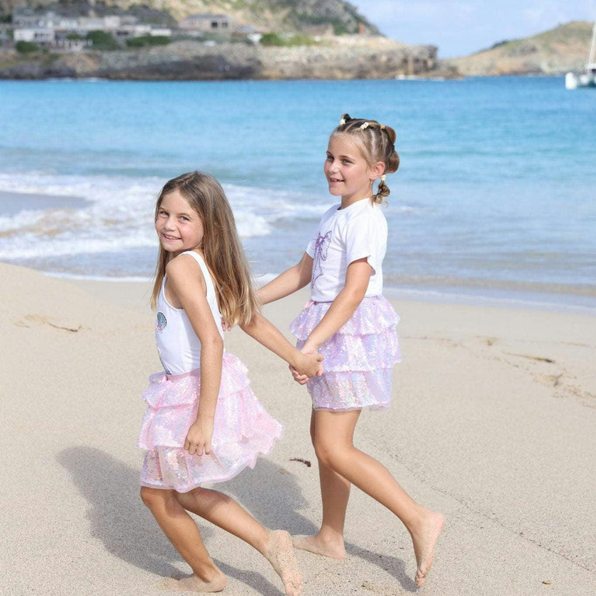 Iridescent Shimmer Sequin Skirt Pink