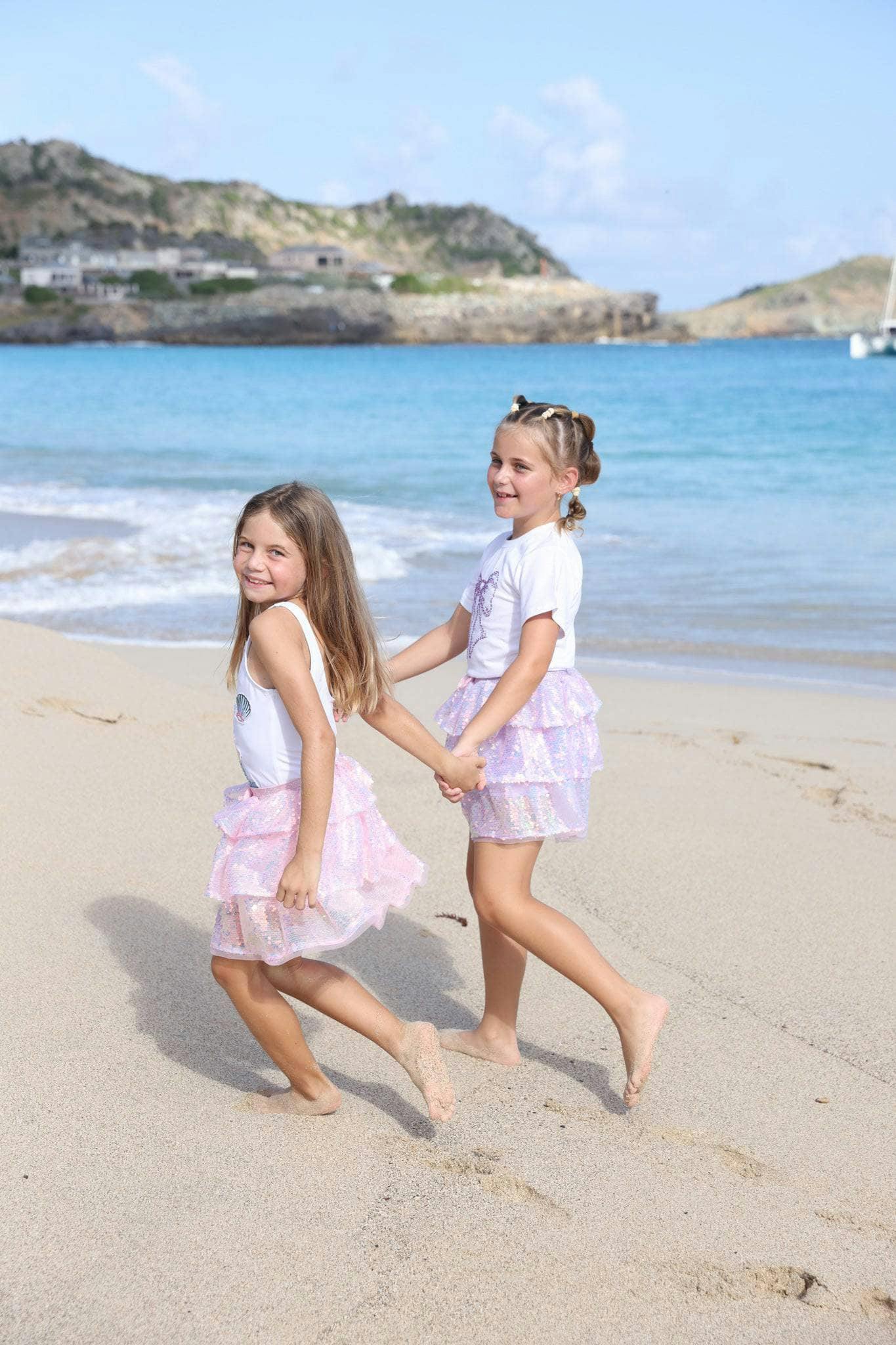 Iridescent Shimmer Sequin Skirt Pink