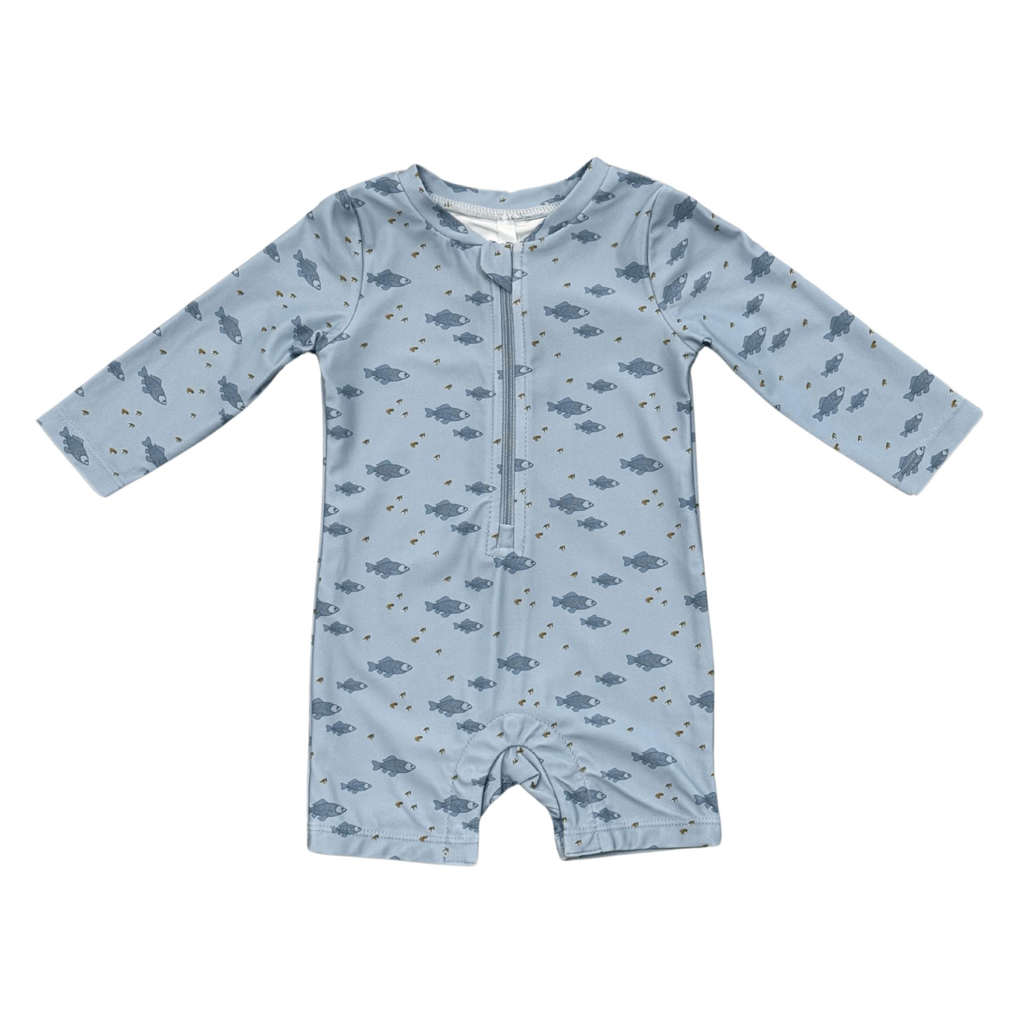 Baby Boy One-Piece Rash Guard Swimsuit in Fish