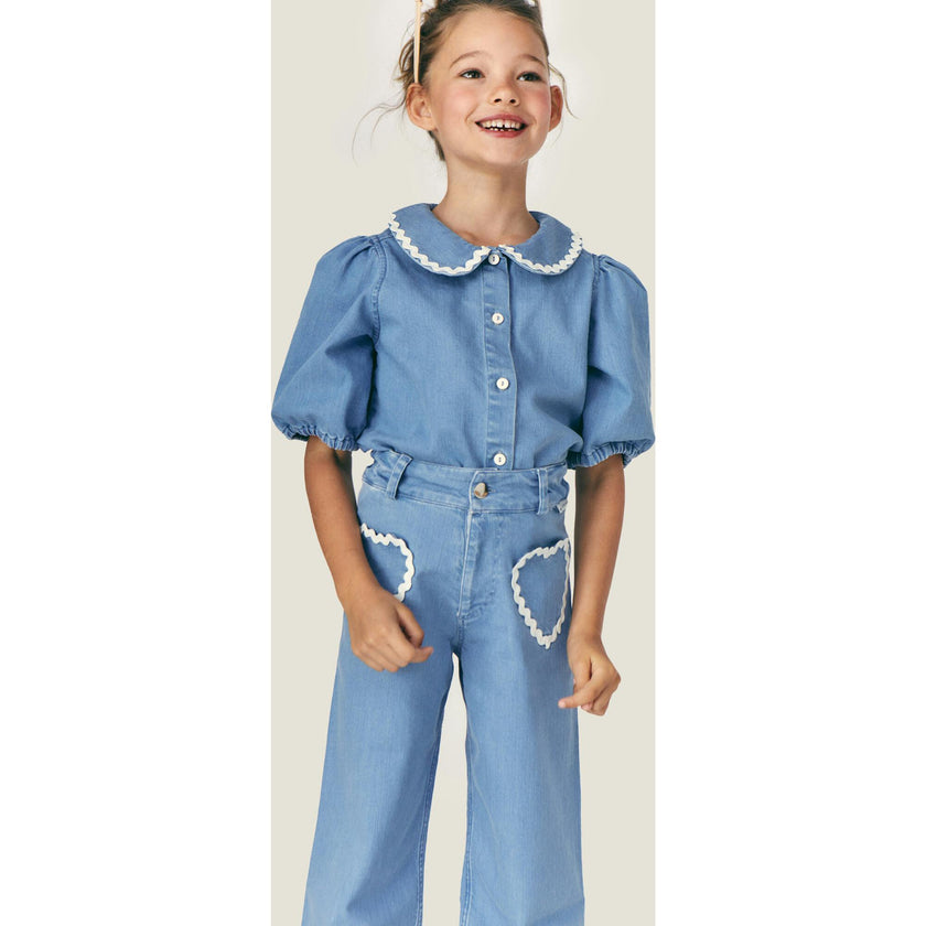 Mipounet SS26 Louise Denim, Shirt Light Blue