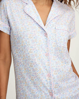 Women's Pima Short Sleeve Short Set in Fleur Blanche