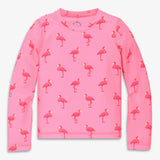 Clearance kids long sleeve swim top in flamingos