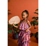 TROPIC RUFFLES STRIPES SKIRT PINK