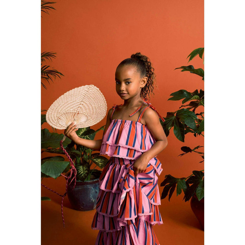TROPIC RUFFLES STRIPES SKIRT PINK