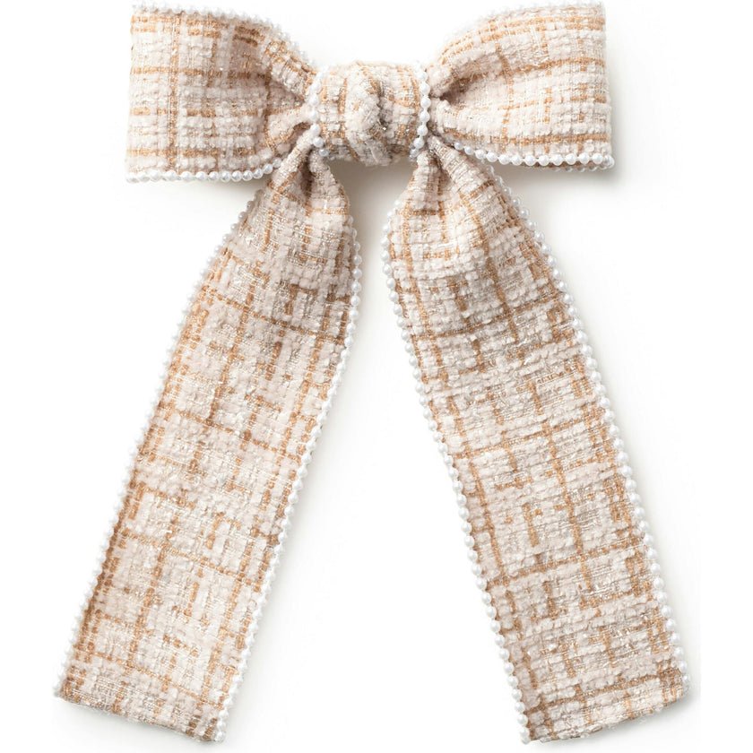 Estella Tweed Pearl Trimmed Long Tail Clip