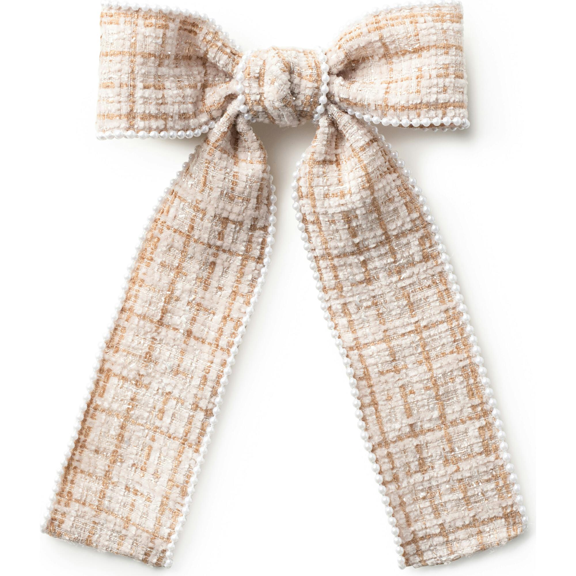 Estella Tweed Pearl Trimmed Long Tail Clip
