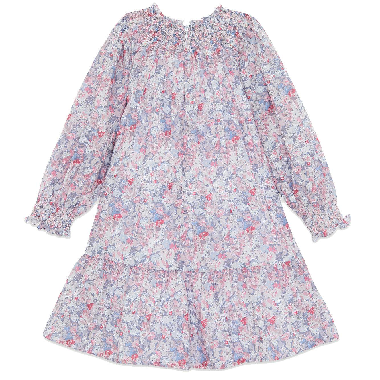 TARTINE ET CHOCOLAT Liberty Smocked Dress - Gris Moyen Chiné