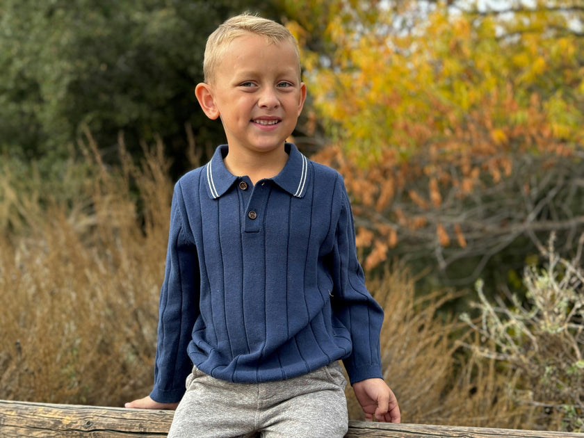 JAYDEN Blue Knitted Polo