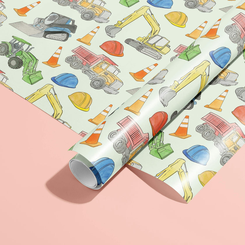 Construction Vehicles Gift Wrap