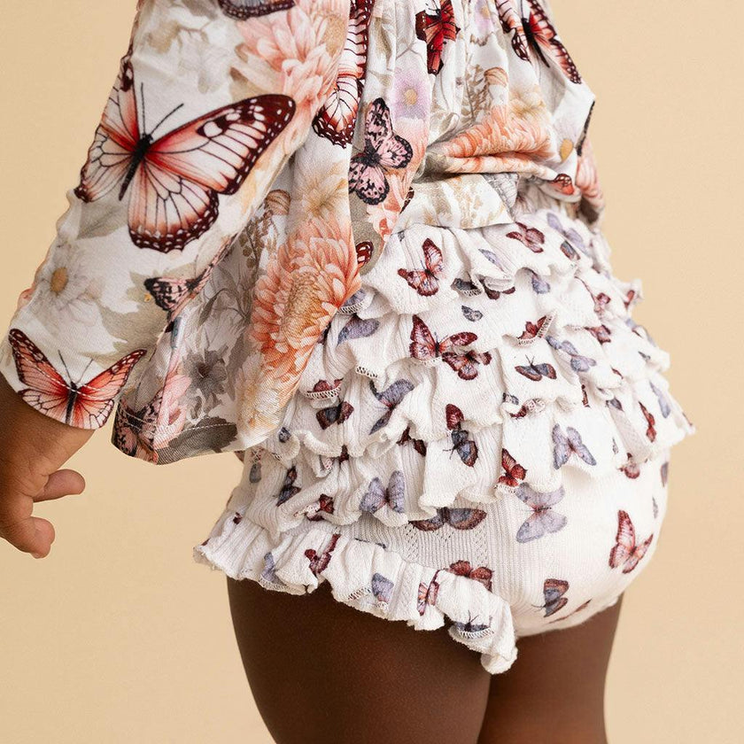 Leanne Peplum Ruffled Pointelle Bummie Set
