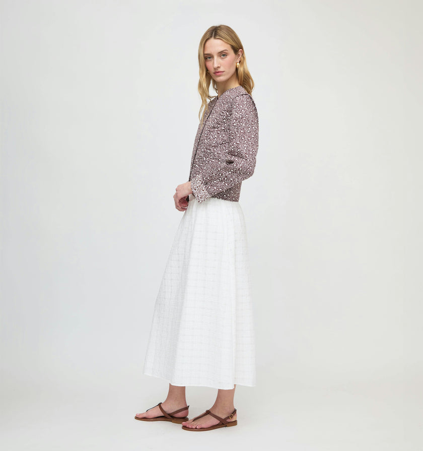 The Cropped Rowan Jacket - Chocolate Ditsy Thistle
