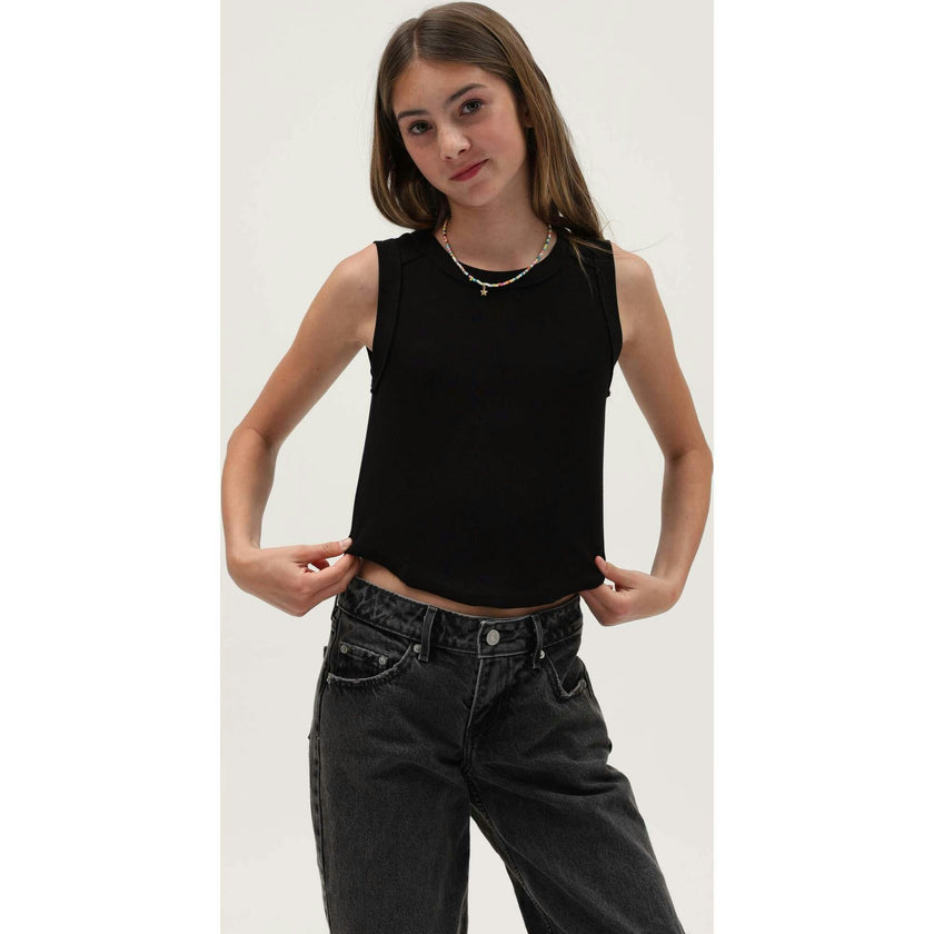 Tenly Rayon Rib Exposed Seam Tank Top