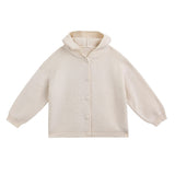 Beige Cotton Knit Hoodie Set