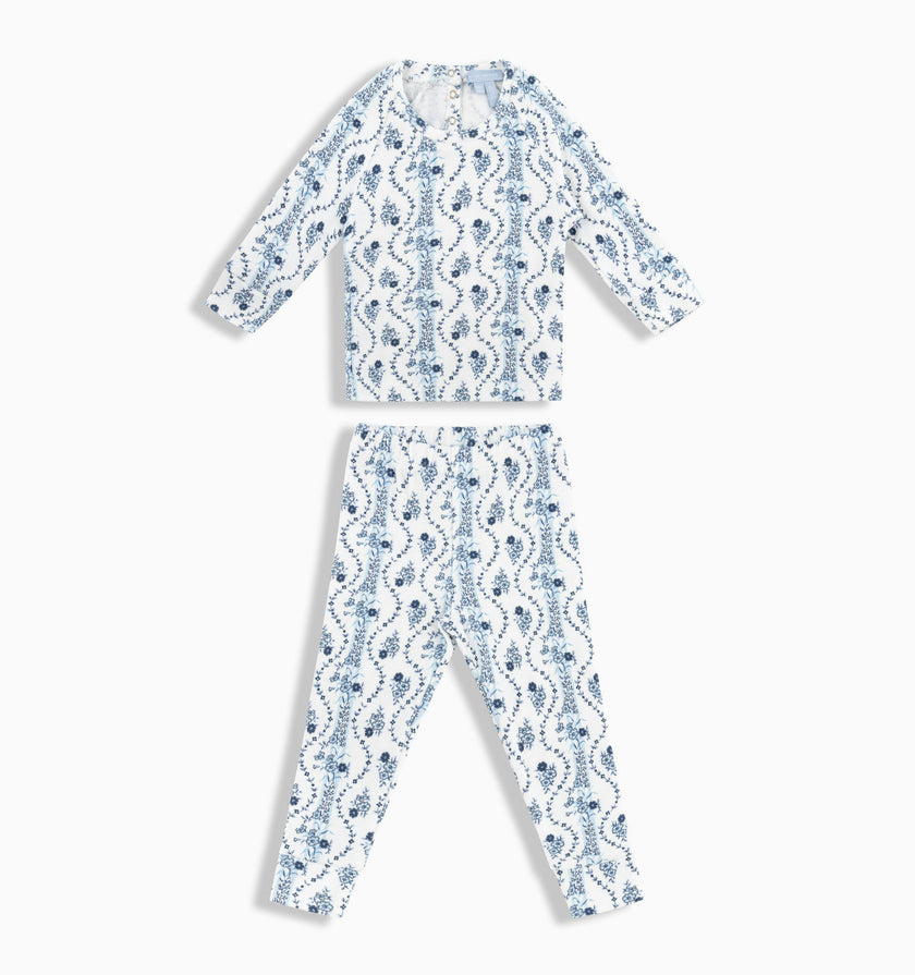The Tiny PJ Set - Blue Vine Stripe
