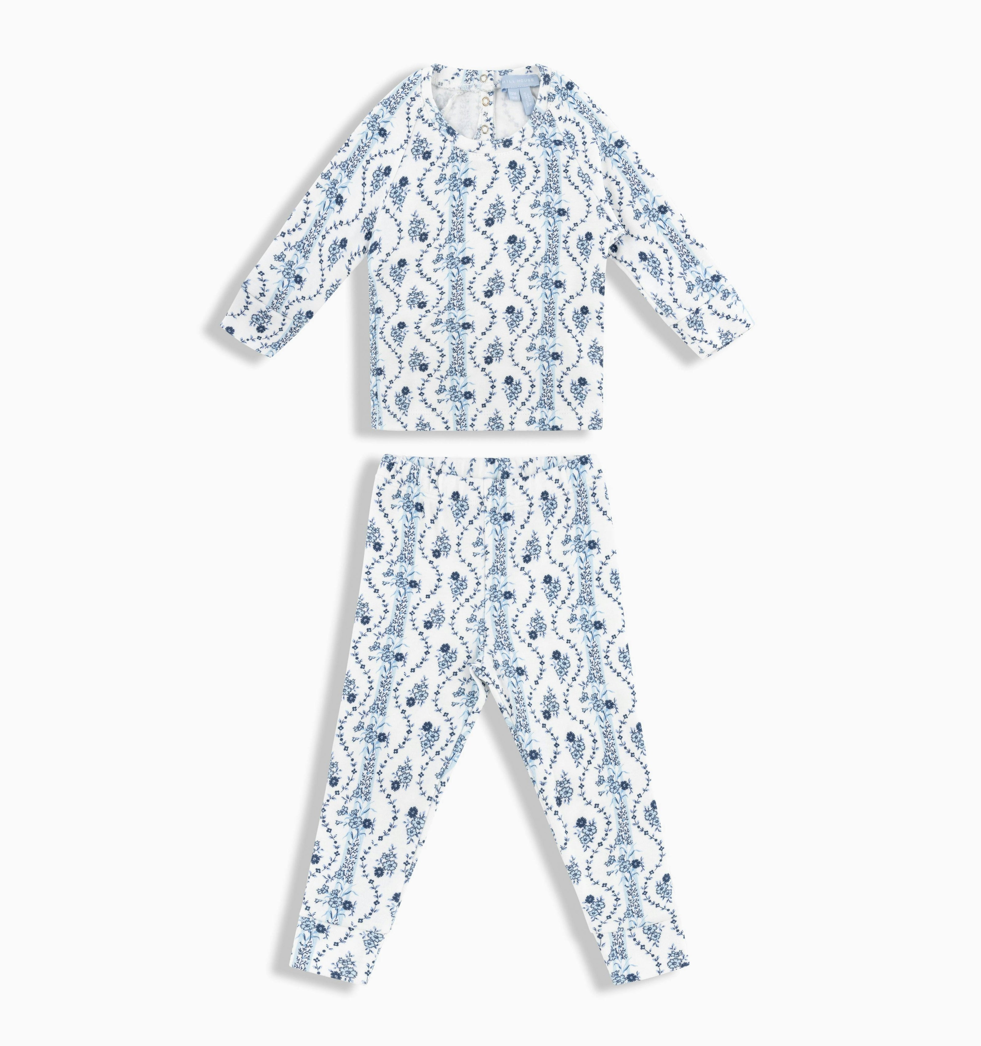 The Tiny PJ Set - Blue Vine Stripe