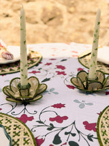 Pair of Hand-Painted Taper Candles in Green