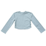 Girls Long Sleeve Shirring Tee in Grayish Blue