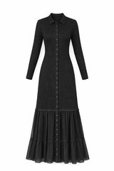 Knit Chiffon Maxi Dress