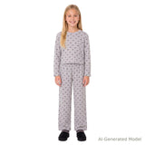 Tween (7-16) Girls Pointelle Pajama Set | Tiny Bows - Grey