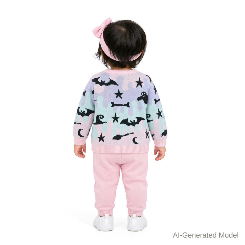 Infant (9-24M) Girls Three-Piece Sweater Set | Ghosts, Bats & Bones