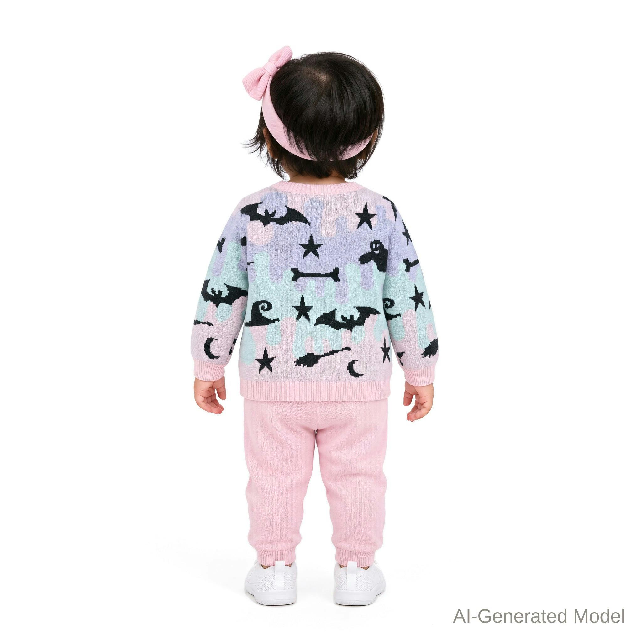 Infant (9-24M) Girls Three-Piece Sweater Set | Ghosts, Bats & Bones