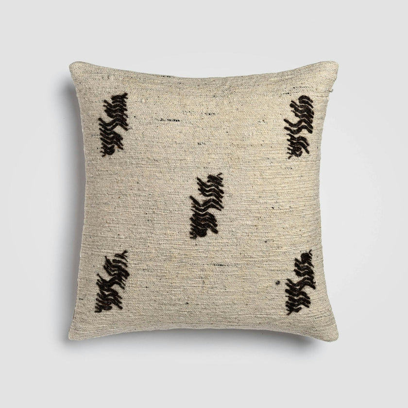 Abstract Leaf Green & Beige Accent Pillow