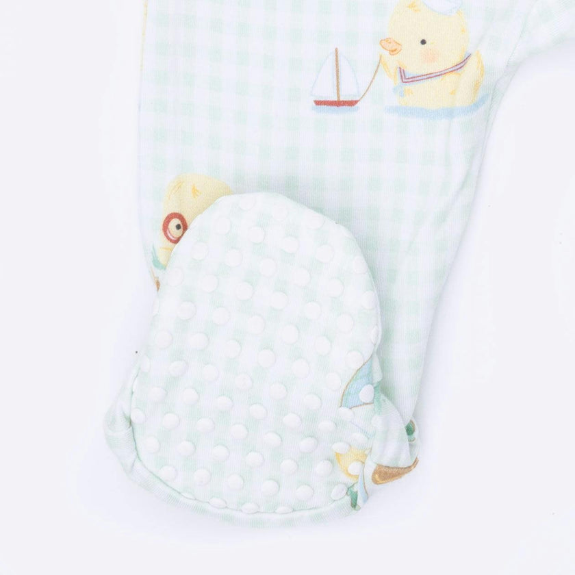 Vintage Spring Ducklings Green - 2 Way Zipper Footie
