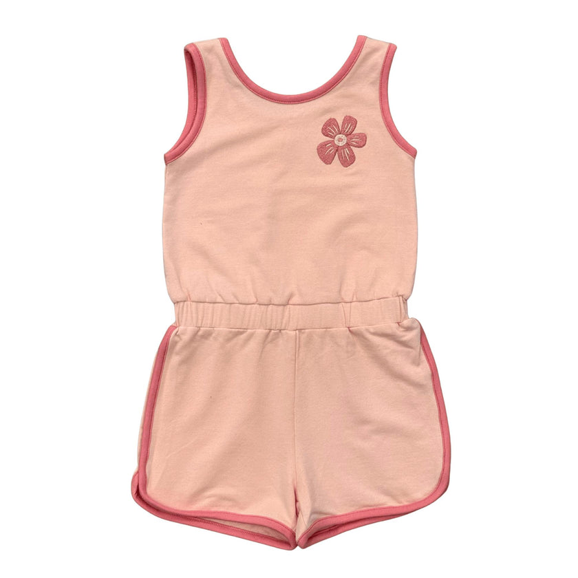 Girls Terry Romper in Peachy Blush