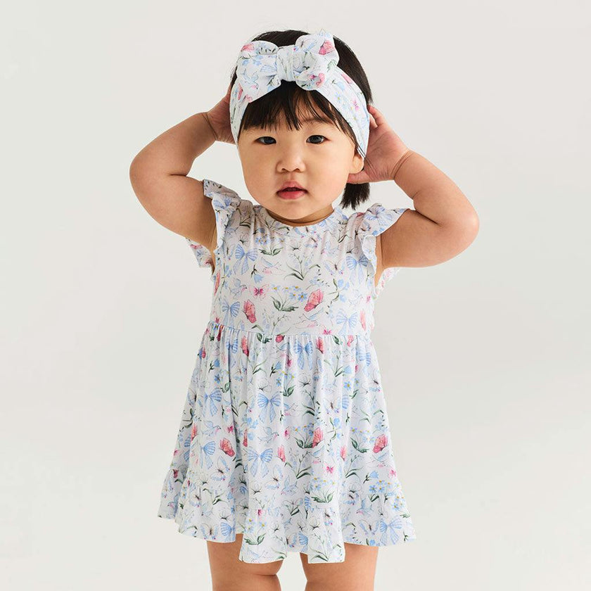 Gail Tie Back Ruffled Bodysuit Dress