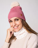 Kids Knit Winter Hat with Faux Fur Pom