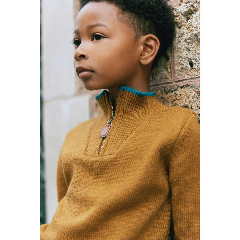BONTON Contrast Hem Malt Pullover Sweater