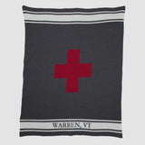 Custom Personalized Sustainable Knit Throw Blanket - Swiss Cross with Stripe