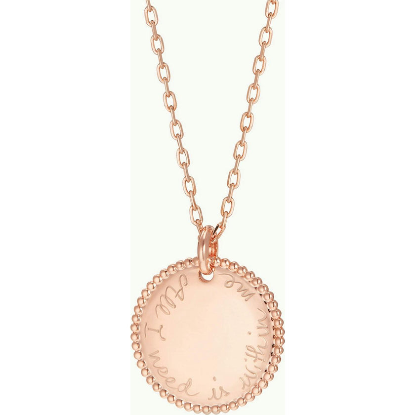 Personalized Beaded Disc Necklace, 18k Rose Gold Plated