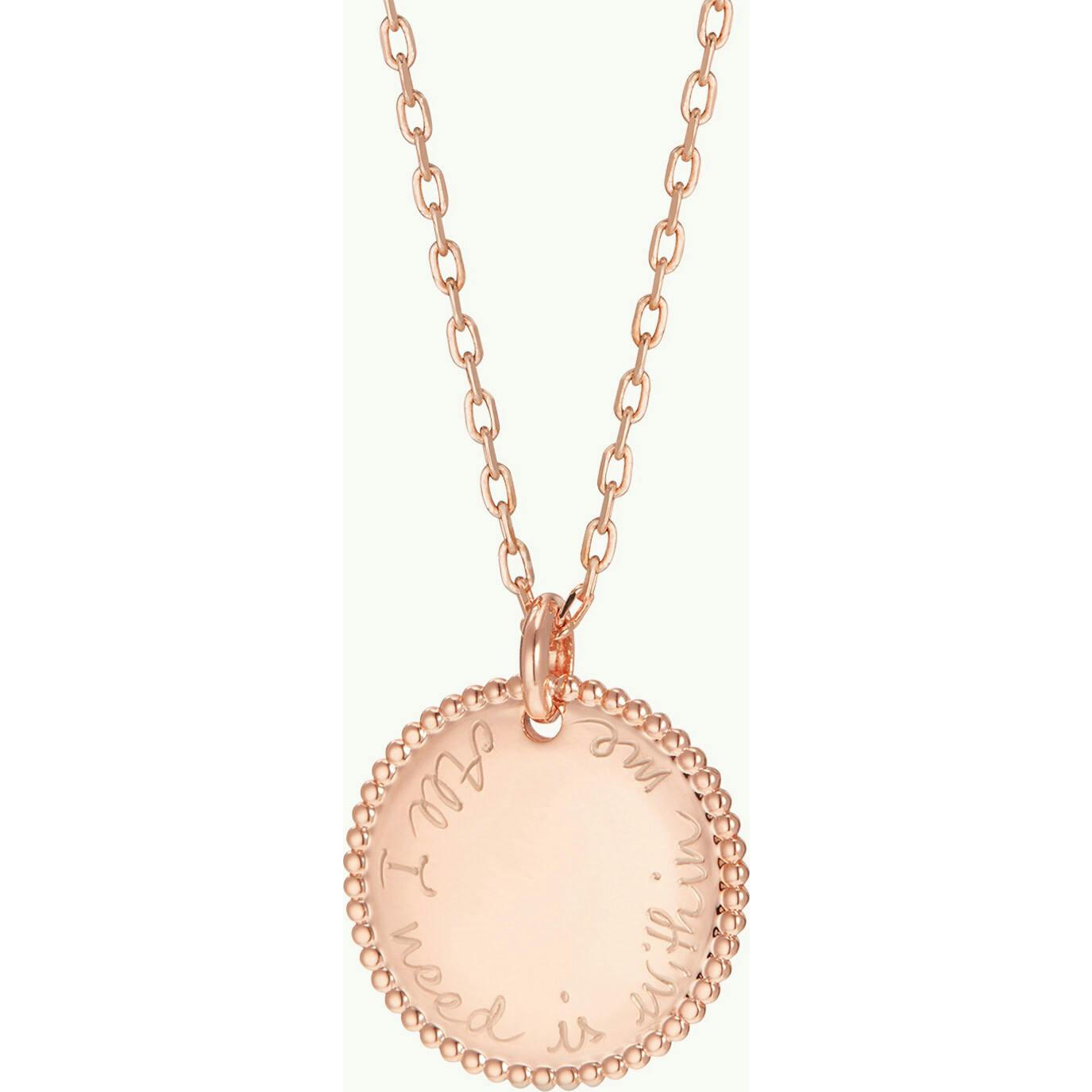 Personalized Beaded Disc Necklace, 18k Rose Gold Plated