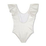 Lame Silver Swimsuit with Ruffle Sleeve