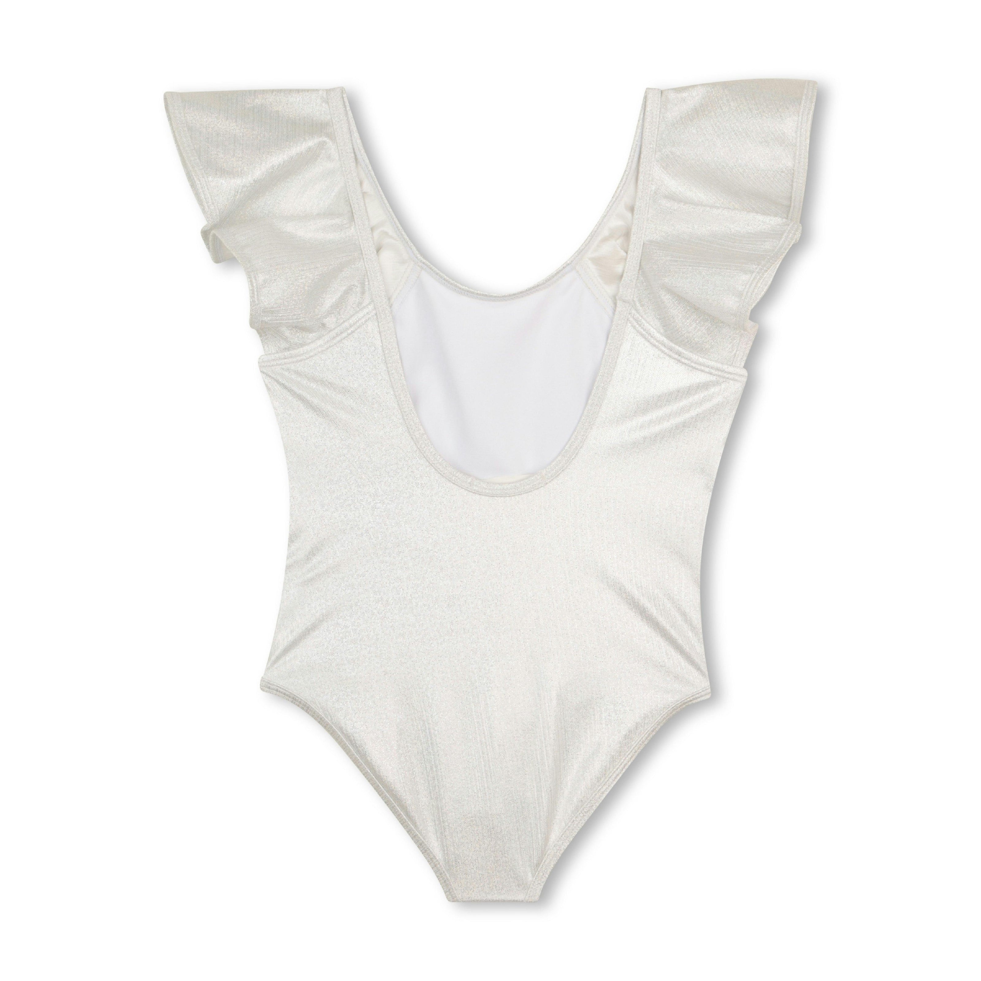 Lame Silver Swimsuit with Ruffle Sleeve