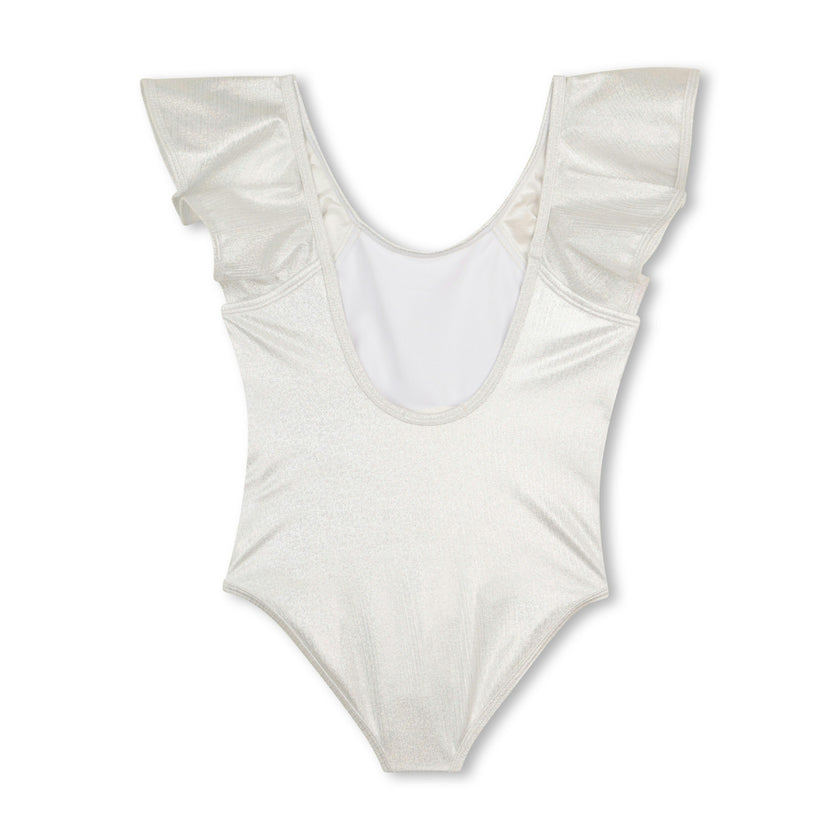 Lame Silver Swimsuit with Ruffle Sleeve