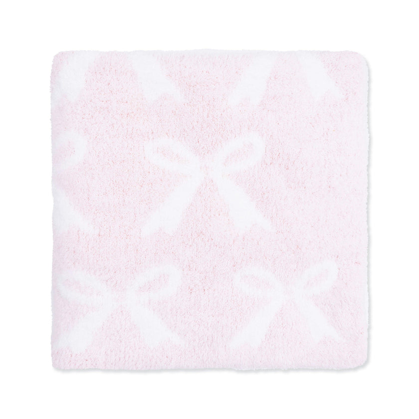 Chenille - Baby Pink Bow Blanket
