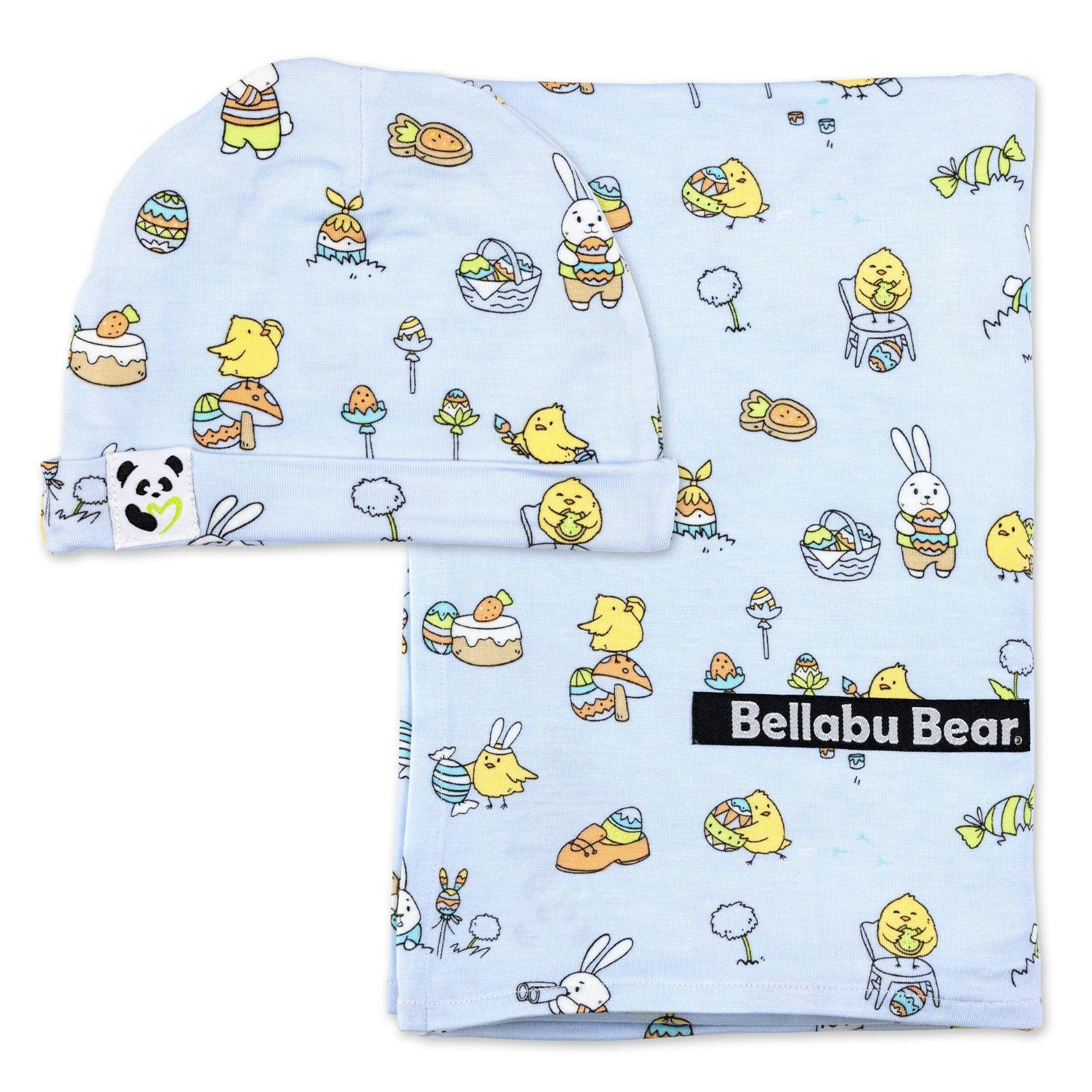Easter Bunny Blue Bamboo Swaddle & Beanie Set