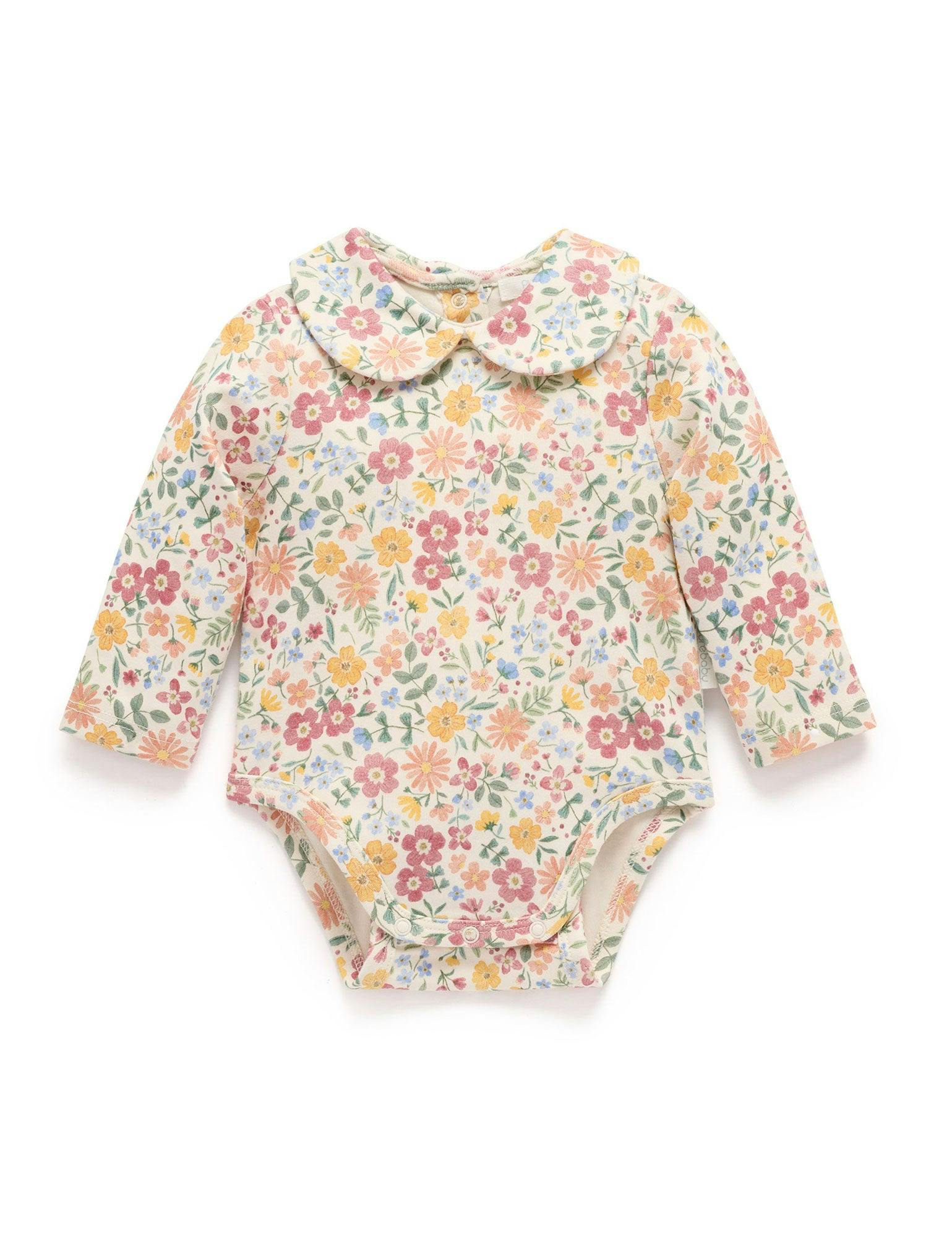Thick Bodysuit with Collar Wild Flower Print