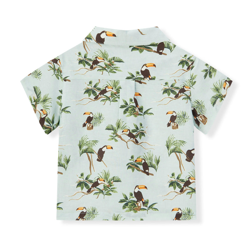 Blue Sky Linen Button-Up Shirt and Shorts Set