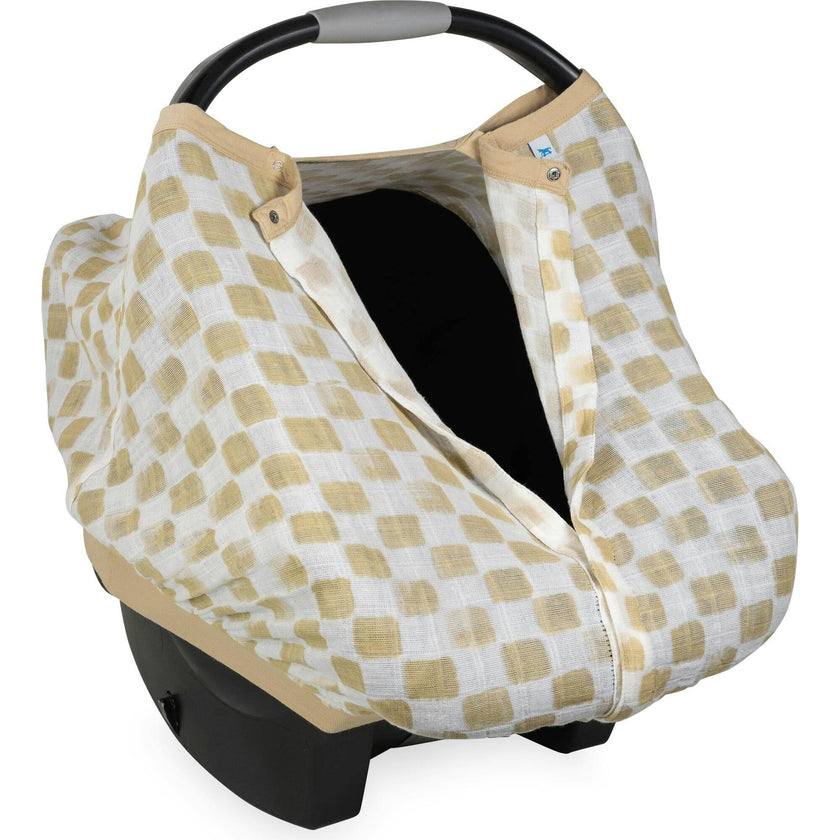 Cotton Muslin Car Seat Canopy - Adobe Checker