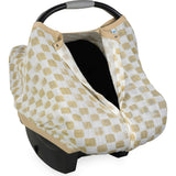 Cotton Muslin Car Seat Canopy - Adobe Checker