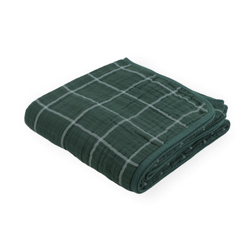 Original Cotton Muslin Quilt - Evergreen Plaid